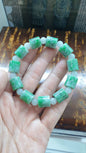 Jade Cylinder Beads Bracelets (18 cm) | Mottled Green, Type A Natural Jadeite | His or Hers Wrist Accessories