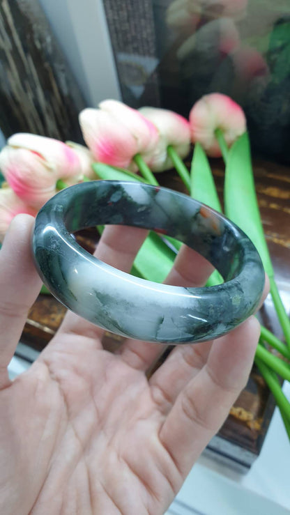 Bloodstone Bangle Size 59 - 60 Natural Stone Bracelet