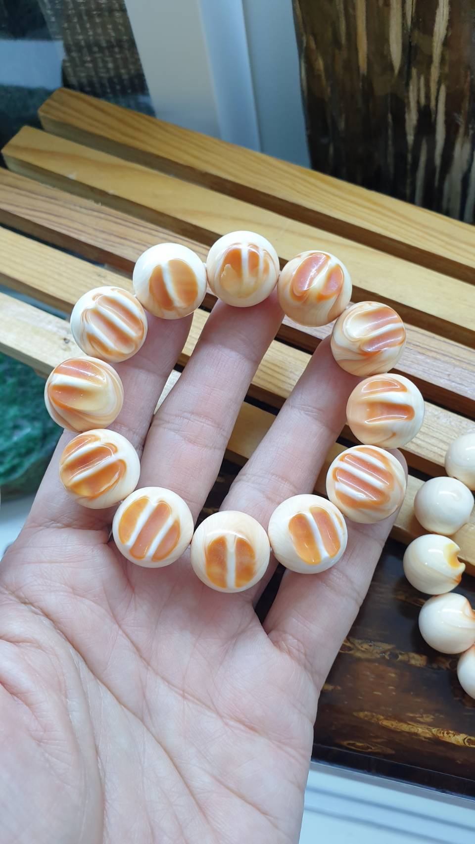 Conch Summer Bracelets 17 cm - Natural Shell, Large Beads