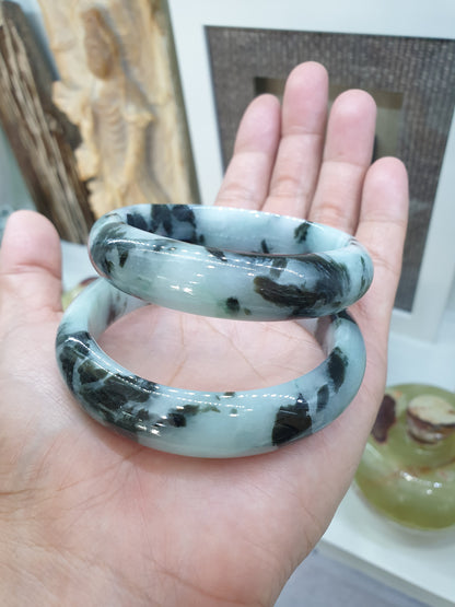 Rare Jadeite Bangles S55.5-59 Natural Lavender Green Black Jade