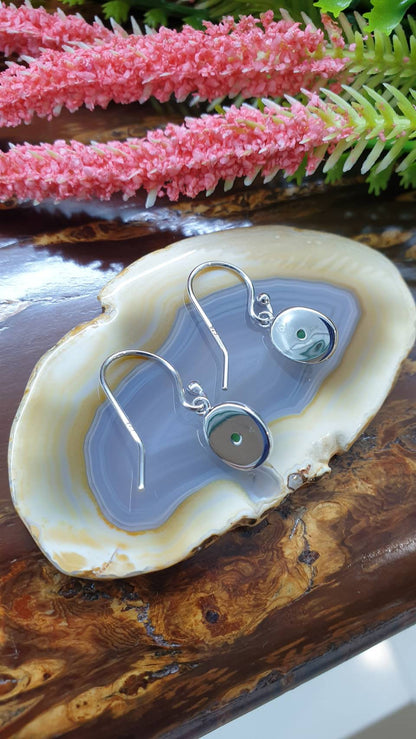 Apple Green Jade Sterling Silver Hook Earrings Type A Myanmar Fei Cui Jadeite