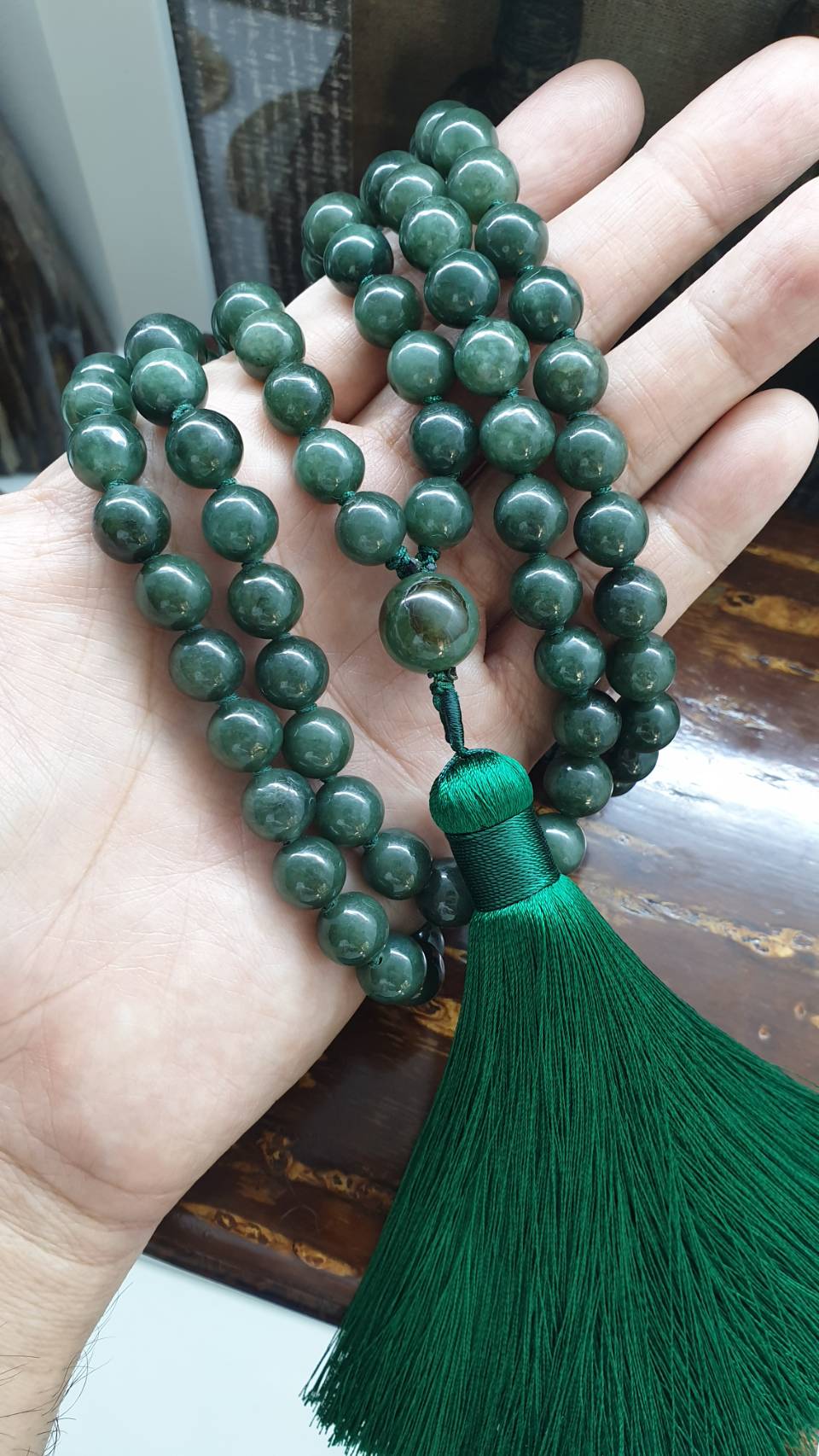 108 Jade Beads Japa Mala | Type A Natural Jadeite Meditation Beads