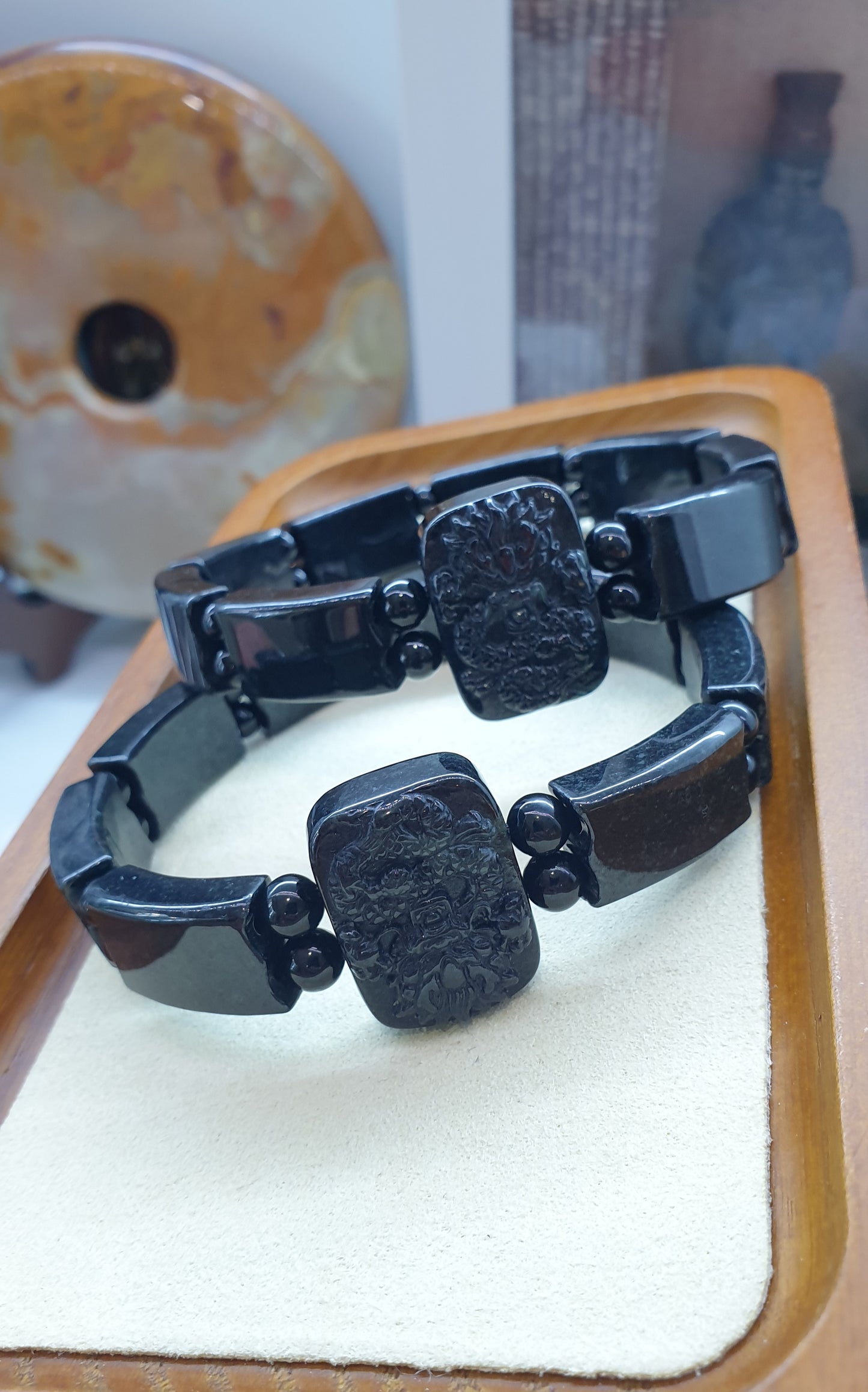 Black Jade Dragon Bracelet | Type A Natural Jade | Statement Piece Material