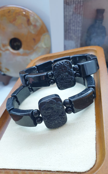 Black Jade Dragon Bracelet | Type A Natural Jade | Statement Piece Material