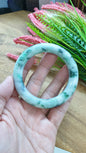 Jade Cylindrical Bangle S57.5 Marbled Green Fei Cui Type A Natural Jadeite