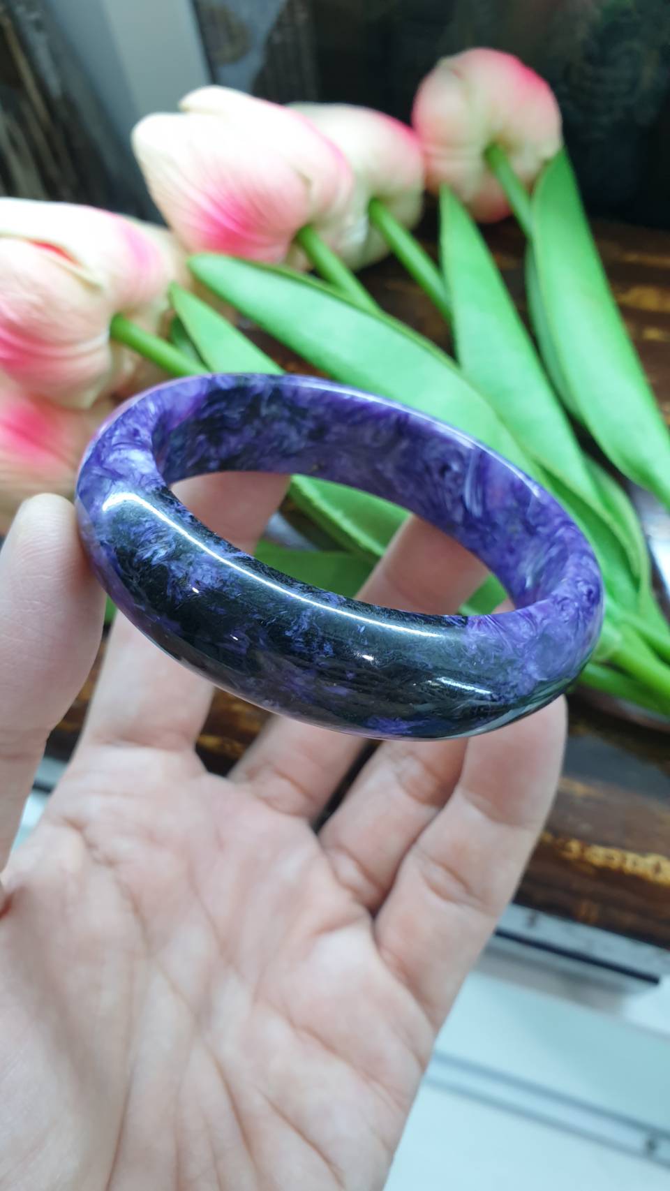 Charoite Bangle (Size 57) | Natural Stone Bracelet