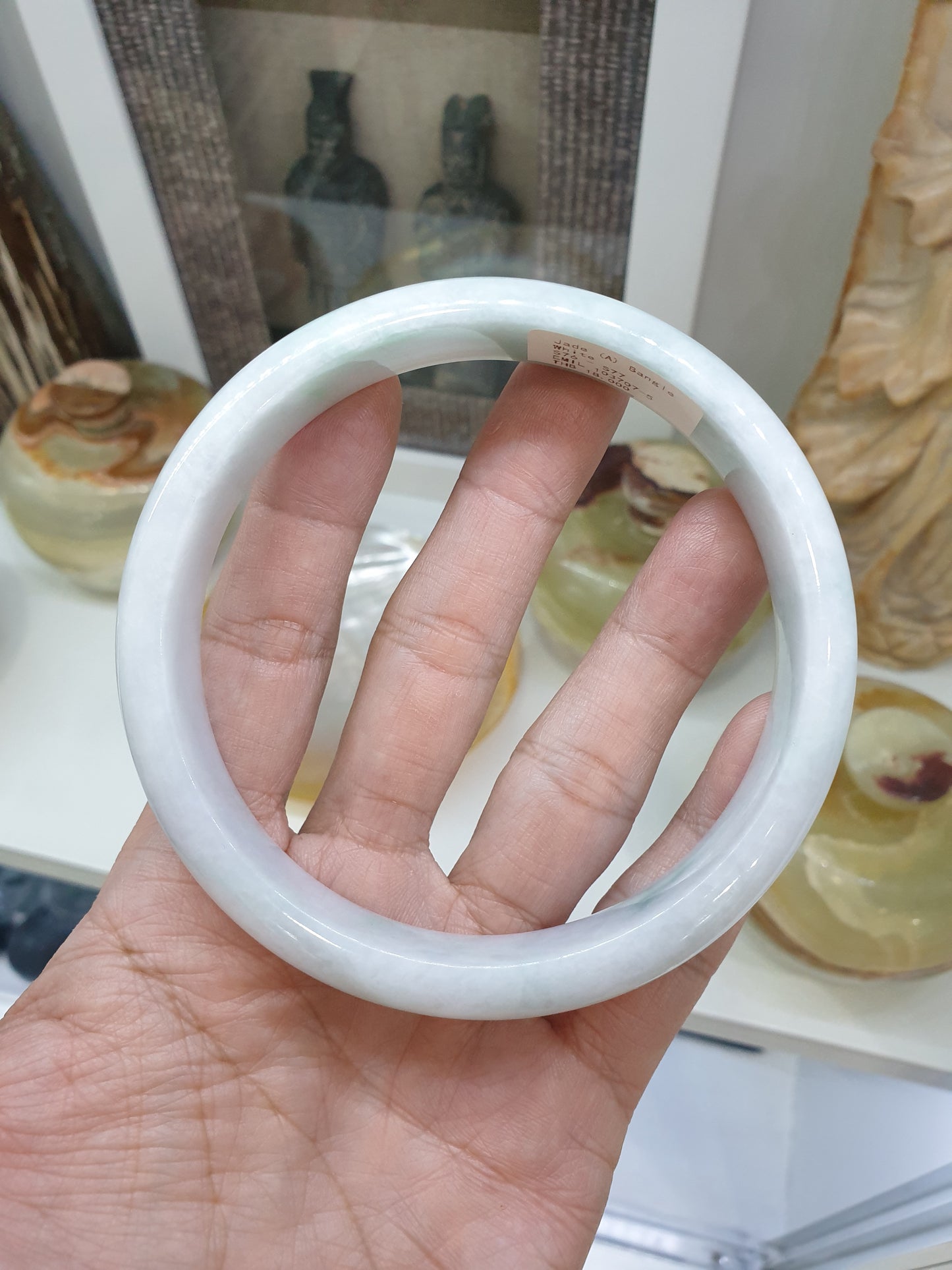 Plus Size White Jade Bangle (Size 78 - 79) (Selection) | Type A Jadeite Vintage Bracelet