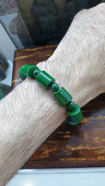 Mawsitsit Cylinder 16cm Bracelet Collectors Material with Jadeite Beads