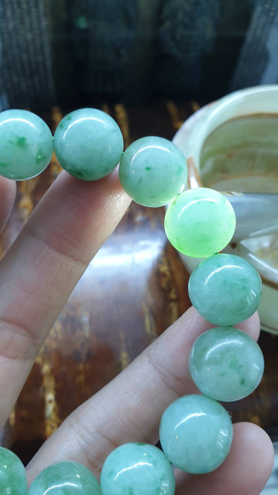 2-Toned Green Jade Bracelet (18 cm) | Type A Natural Jadeite Beads | His or Hers Wrist Accessory