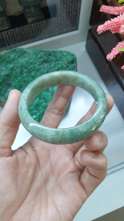 Jade Everyday Bangle S59 Type A Velvety Green Myanmar Natural Jadeite