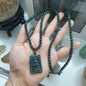 Blue Jade Buddha Beaded Necklace (27") | Fei Cui Type A Jadeite