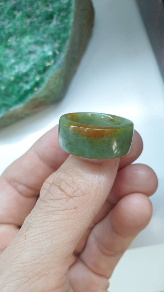 Jade Vintage Pipe Ring 8.75US 9.5US Type A Myanmar Natural Jadeite