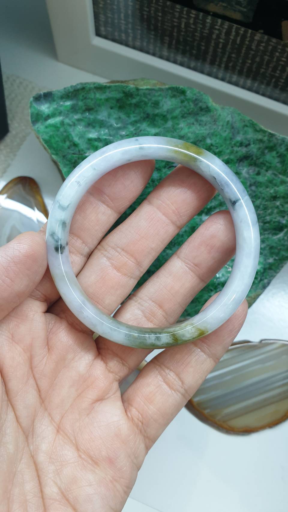 Natural Jade Bangle - Hok Lok Siew Size 56 Type A Myanmar Jadeite