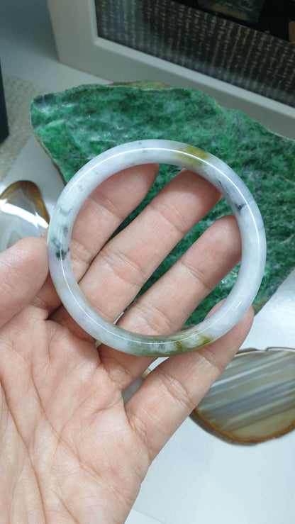 Natural Jade Bangle - Hok Lok Siew Size 56 Type A Myanmar Jadeite