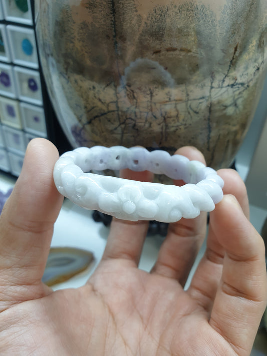 Jade Rope Bangle (Size 49) | Type A Natural Jadeite | Vintage Wrist Accessory