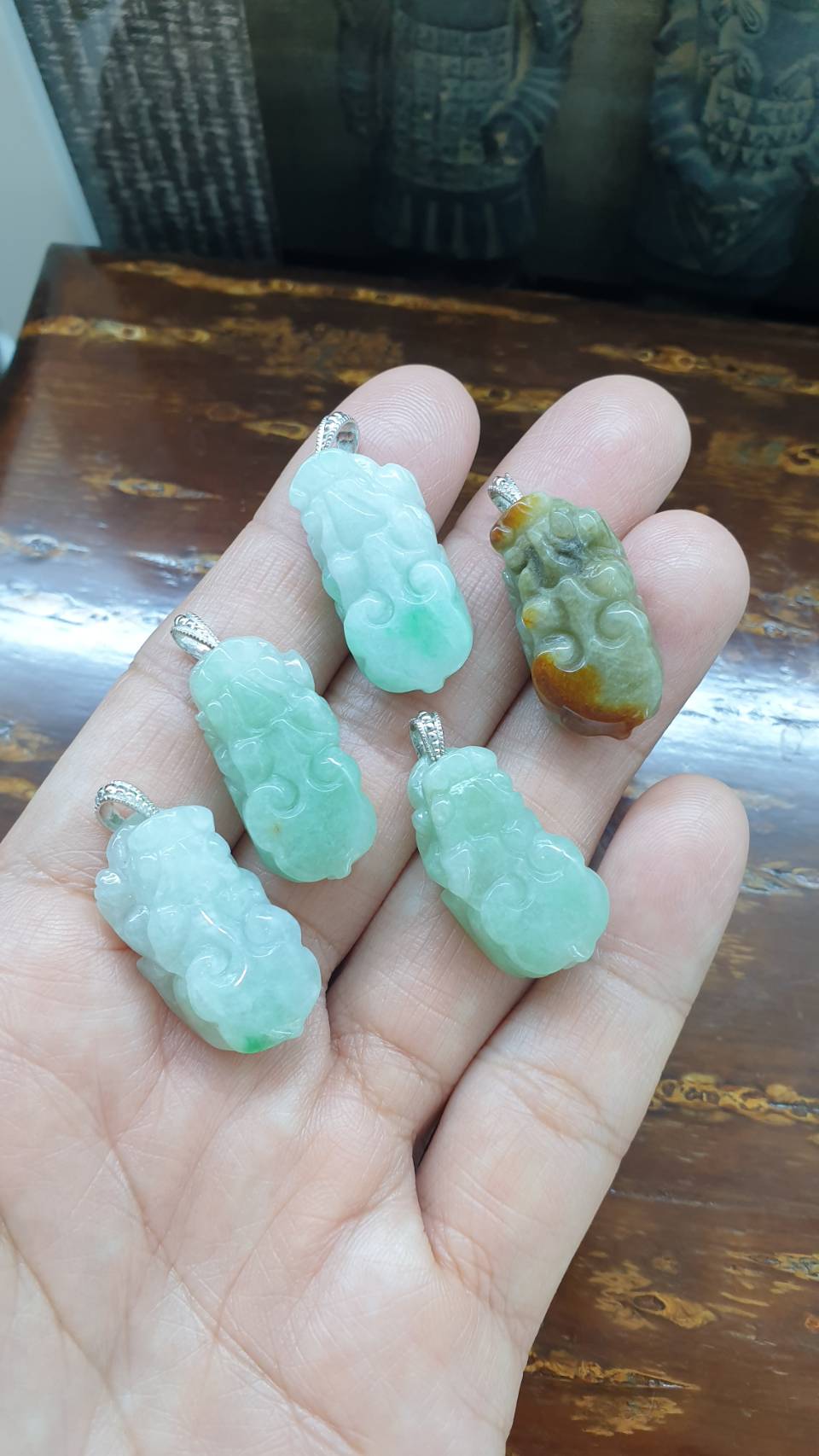 Jade Pixiu Pendant (Selection) | Type A Natural Jadeite | Sterling Silver Bail
