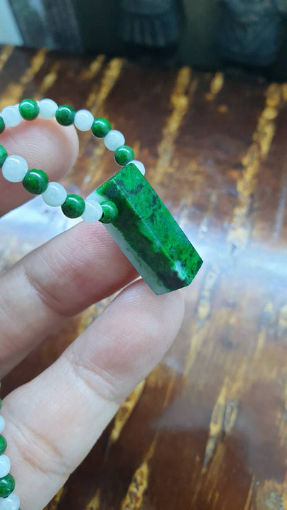 Jade & Mawsitsit Choker (16") | 9K Gold Lobster Lock | Type A - Natural Jadeite