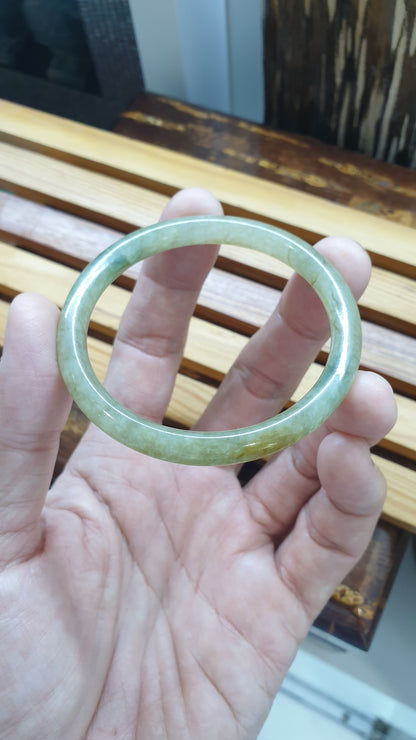 Honey Jade Cylindrical Slim Bangle S54.5 Type A Natural Myanmar Jadeite