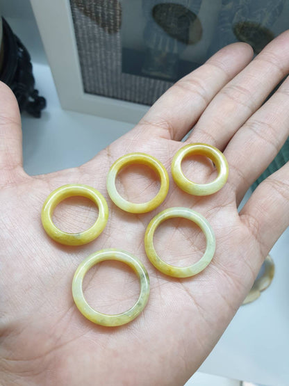 Yellow Jade Ring (Size Selections) Myanmar Type A Natural Jadeite