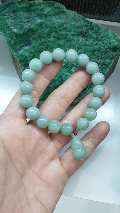 Jade Wu Lou Charmbracelet 17cm Light Green Type A Natural Myanmar Jadeite