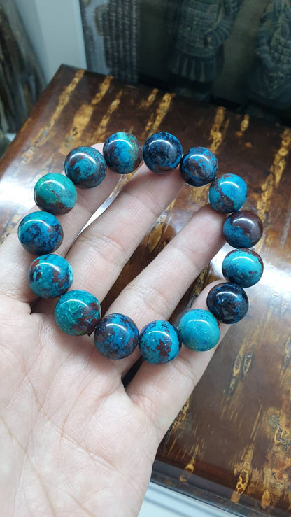 Chrysocolla Bracelet (17 cm) | Natural Stone Beads | His or Hers Wristcandy