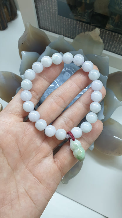 Huasheng Charmed Lavender Jade Bracelet | Good Fortune Wrist Candy | Type A Natural Jadeite 🤗