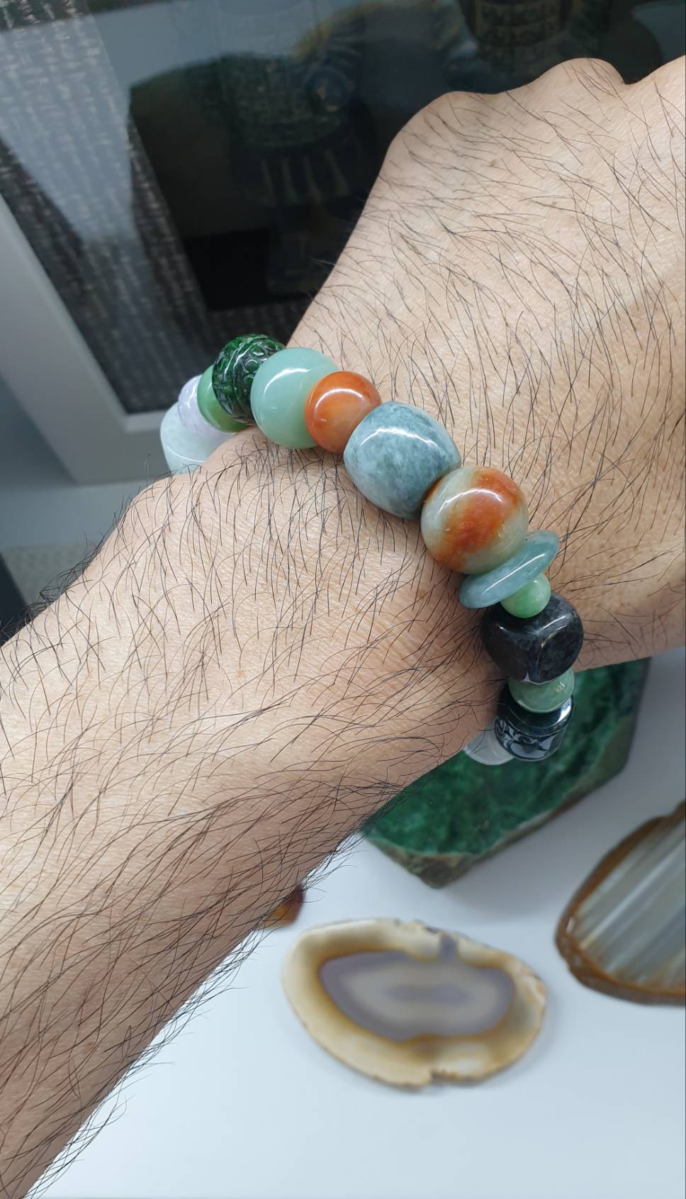 Natural Jade Beads 17cm Bracelet Signature Style Type A Myanmar Jadeite