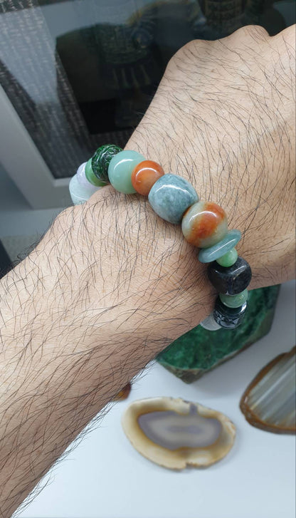 Natural Jade Beads 17cm Bracelet Signature Style Type A Myanmar Jadeite