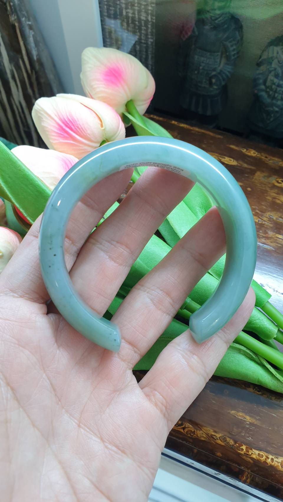 Jade Cuff Bangle Size 57- 58 Type A - Natural Blue-Lavender Jadeite