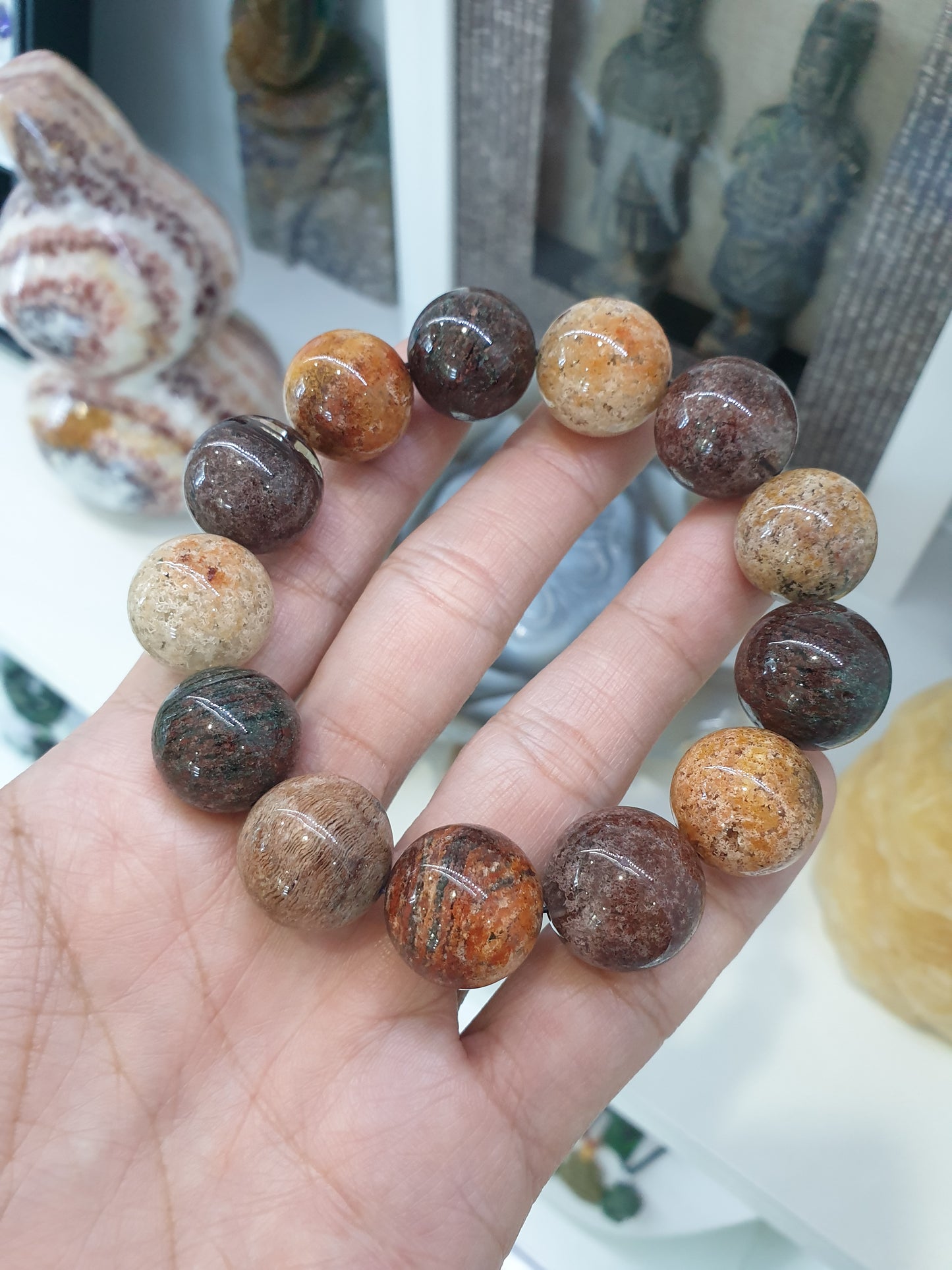 Garden Quartz Dream Bracelet 18 cm - Natural Semiprecious Stone 17.5 mm Beads