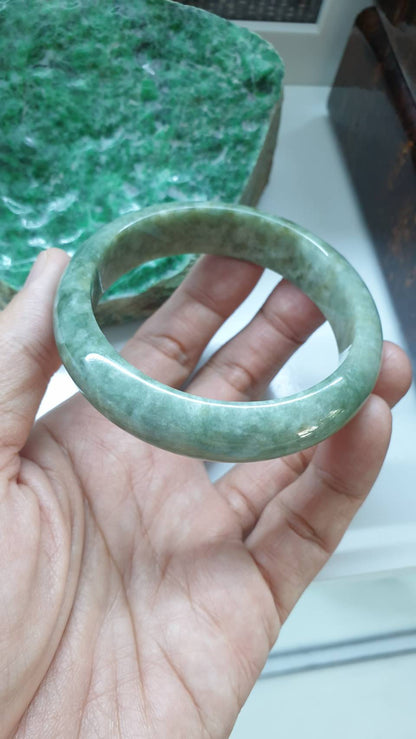Jade Everyday Bangle S59 Velvet Green Type A Myanmar Jadeite