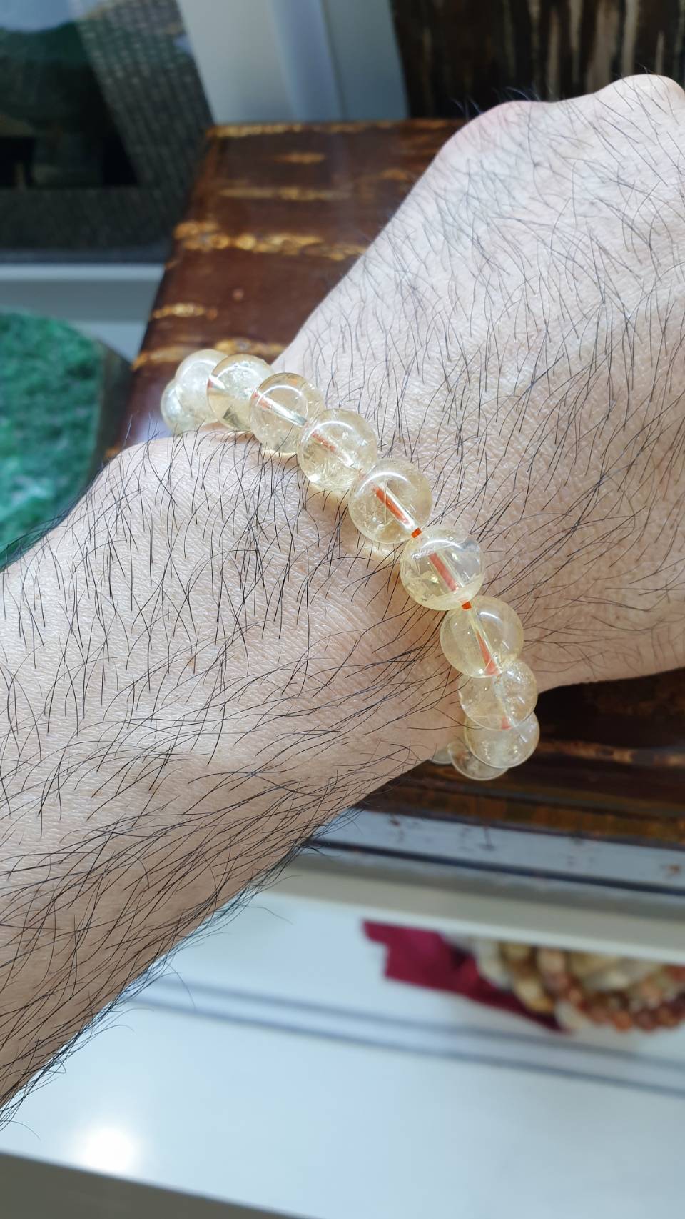 Natural Citrine Joy Bracelets 17 cm, Golden Tone Gemstone Beads