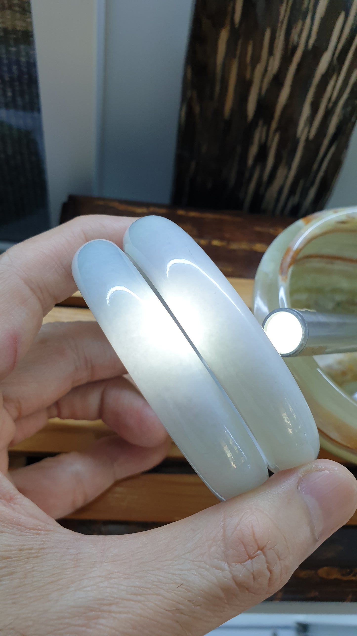 White Jade Vintage Bangles S60 Type A Natural Myanmar Jadeite