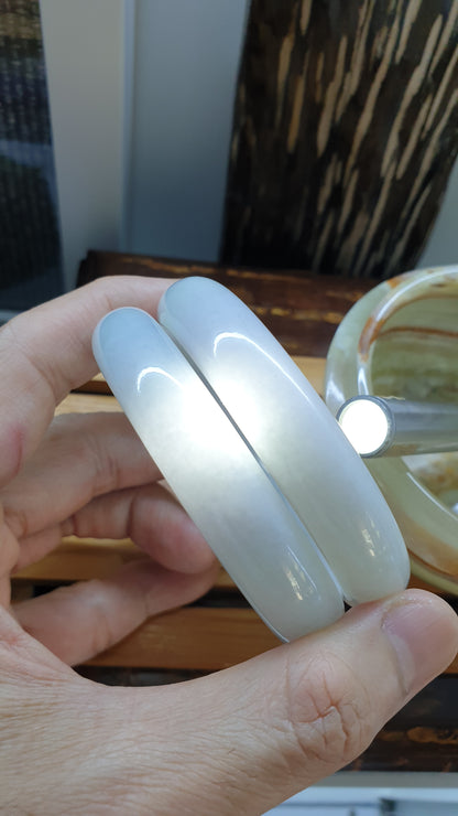 White Jade Vintage Bangles S60 Type A Natural Myanmar Jadeite