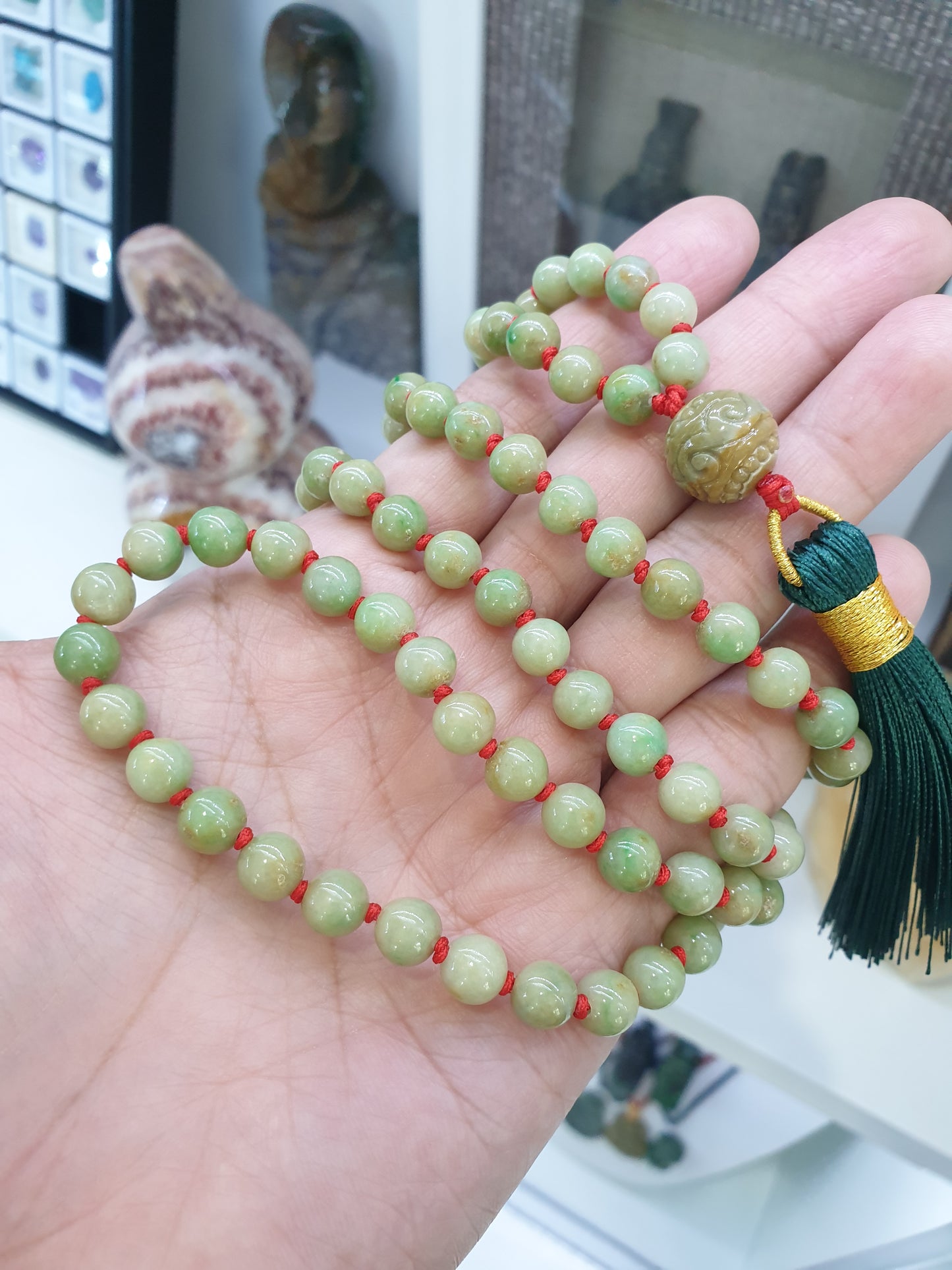 108 Beads Jade Japa Mala | Vintage Jadeite Beads - Type A | Handcrafted Meditation Beads