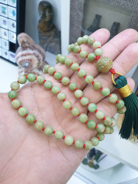 108 Beads Jade Japa Mala | Vintage Jadeite Beads - Type A | Handcrafted Meditation Beads