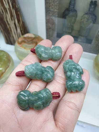 Jade Pixiu Pendant (Random Pick) | Fei Cui - Type A Jadeite | Handwoven Thread Bail