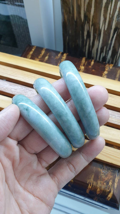 Natural Jadeite Bangles S55.5 - 58.5 Mottled Green Type A Natural Burma Jade