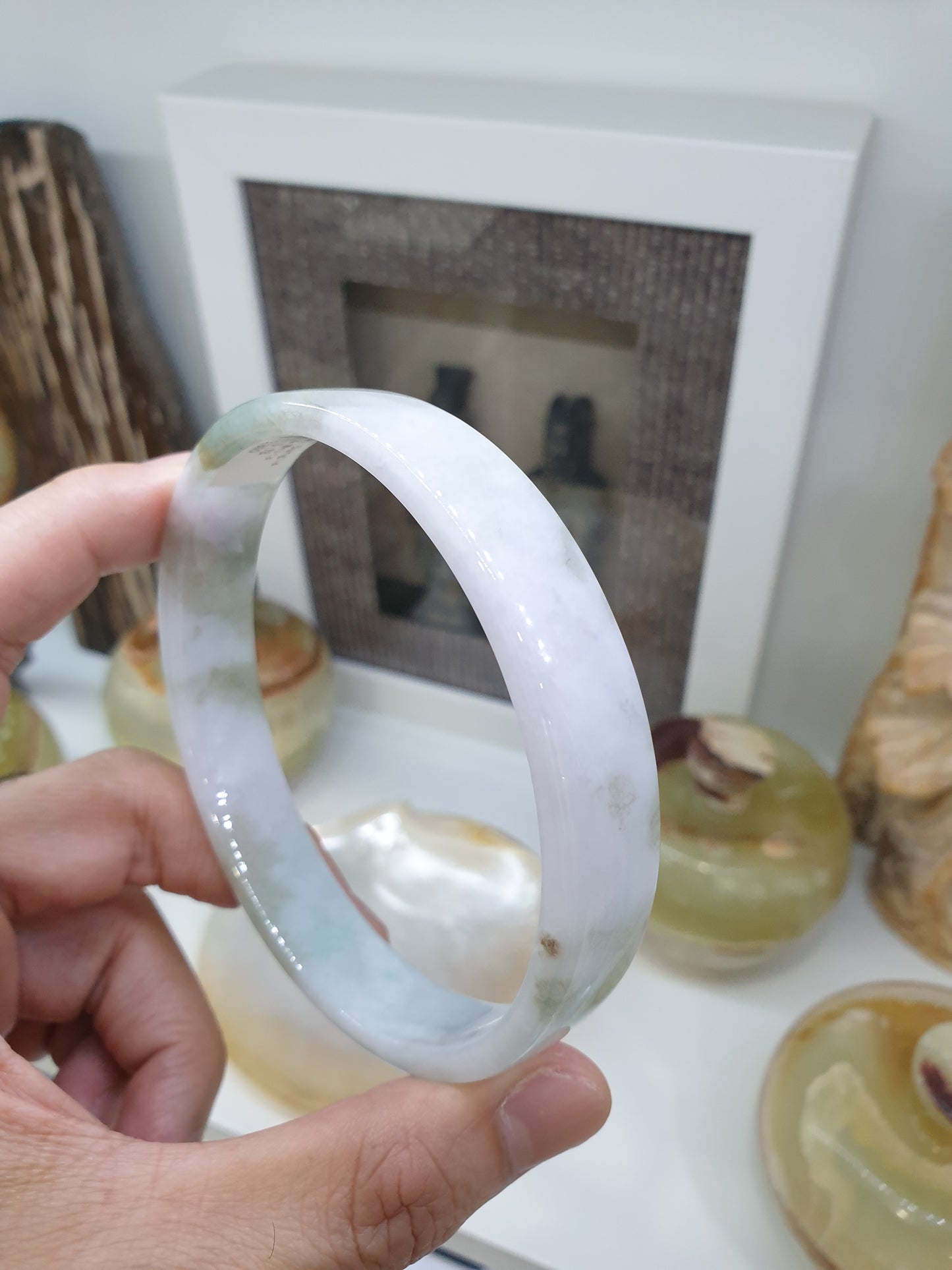 Plus Size Jade Bangle Square Cut Type A Jadeite Size 78-79
