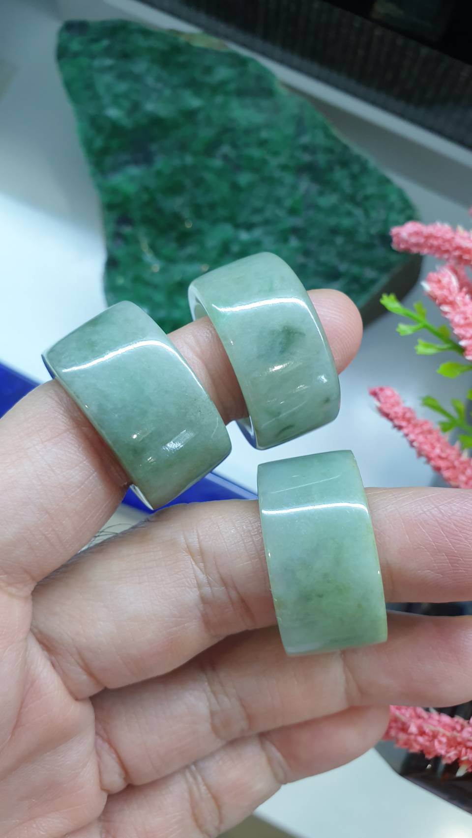 Celadon Green Jade Archers Ring 9.75US 11.25US 12.25US Type A Myanmar Jadeite