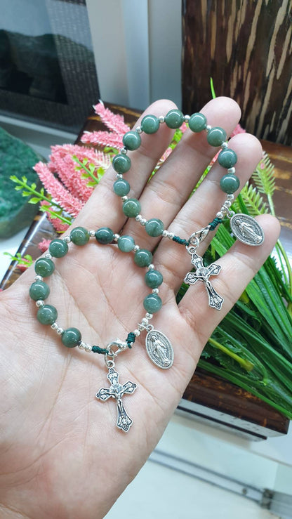 Jade One Decade Rosary Type A Myanmar Jadeite Natural Green