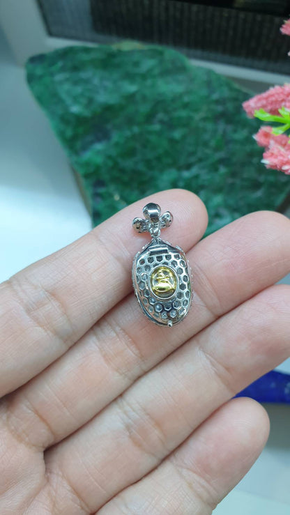 Jade Leaf Sterling Silver Locket Pendant Type A Natural Imperial Green Jadeite