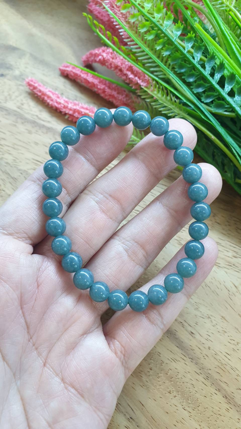 Olmec Blue Jade Bracelet 17cm Type A Natural Jadeite 7mm Beads