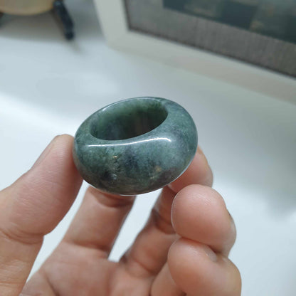 Gray Jade Domed Ring (12.25 US) | Type A Natural Jadeite