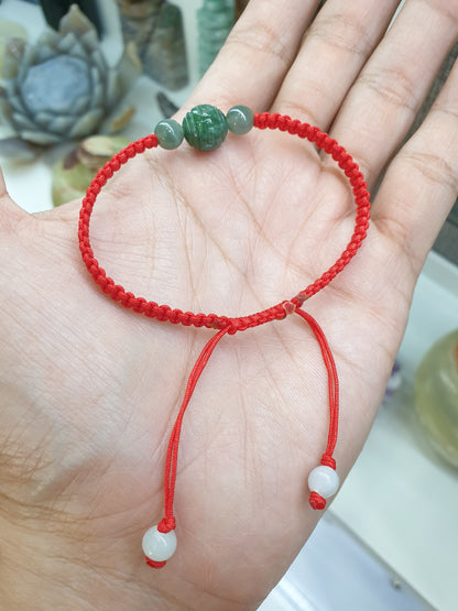 Jade Ru Yi Red Thread Bracelet (Adjustable) | Fei Cui - Type A Jadeite | Giftable Friendship Bracelet