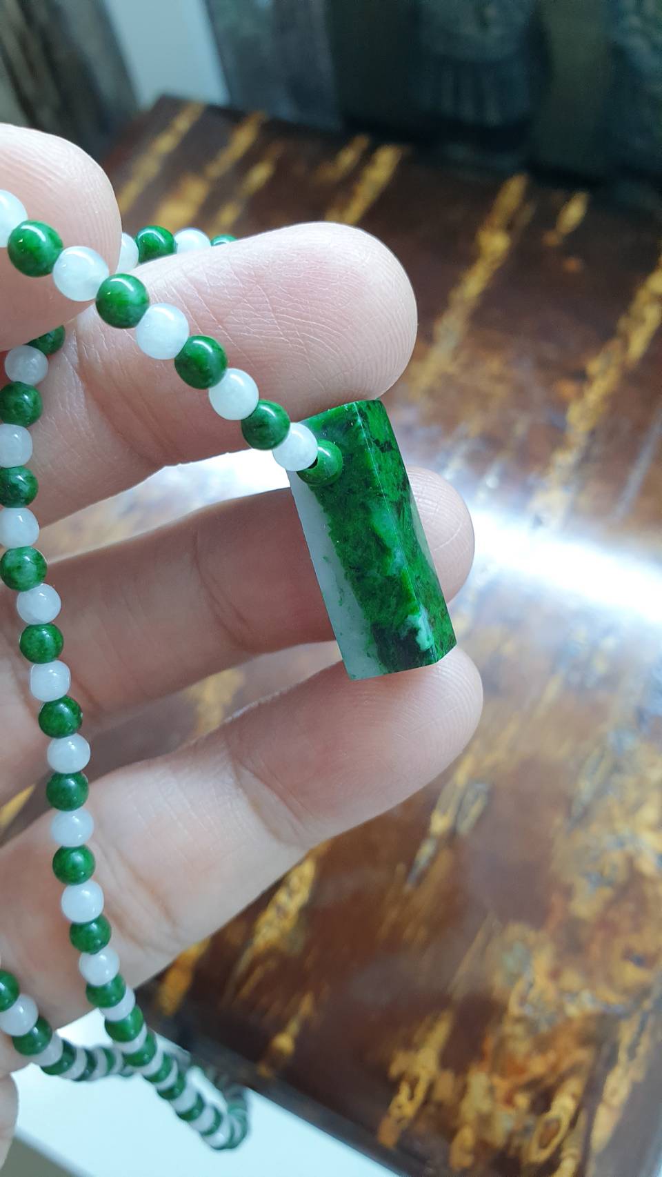 Jade & Mawsitsit Choker (16") | 9K Gold Lobster Lock | Type A - Natural Jadeite