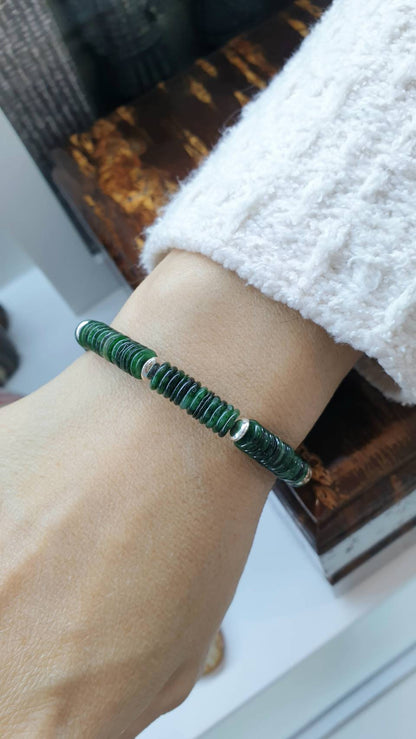 Limited Edition Green Jade Bracelet Natural Jadeite and Sterling Silver