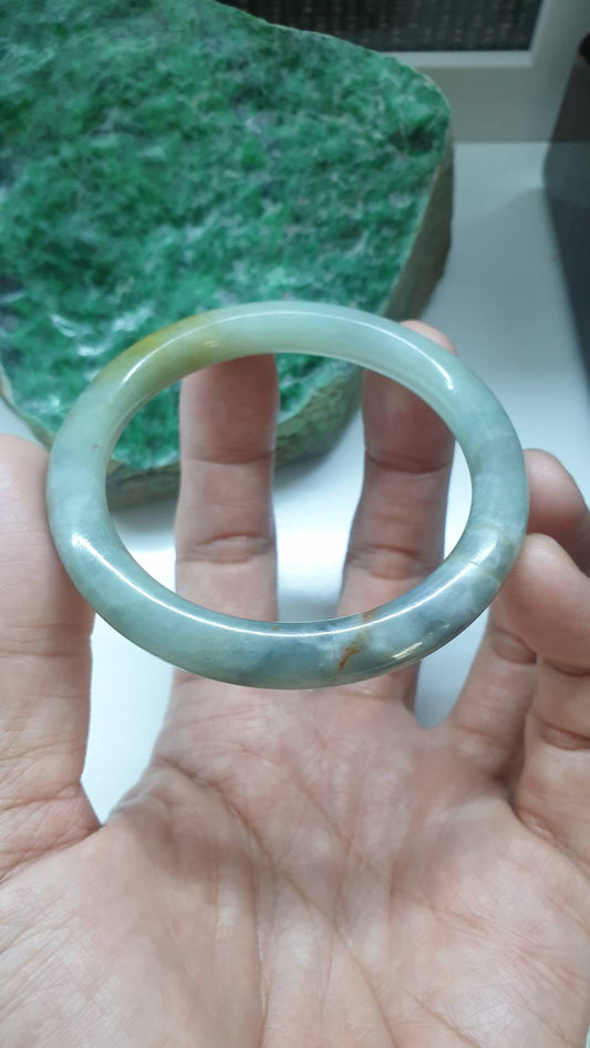 Jade Cylindrical Vintage Bangle S53.5 Hok Lok Siew Celestial Colors Type A Myanmar Jadeite