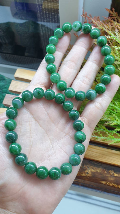 Mawsitsit Fei Cui Bracelet 17cm Watery Translucent Type A Natural Jade 10.5mm Beads
