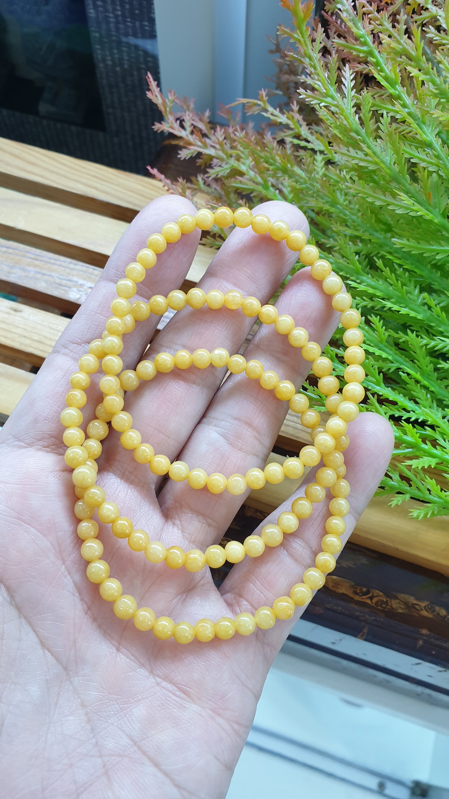 Yellow Jade Mini Beads Bracelets 17cm Natural Myanmar Jadeite